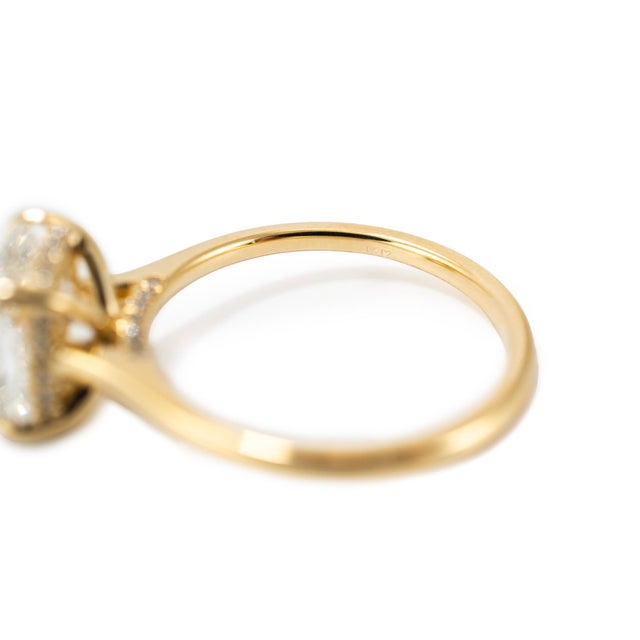 14k Yellow Gold 2.86ct Cushion Cut Lab Grown Diamond Hidden Halo Engagement Ring, Size 7.75 For Sale In Houston - Image 6 of 10
