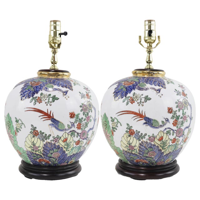 Pair of Chinese Famille Verte Porcelain Peacock Ginger Jar Table Lamps For Sale - Image 11 of 11