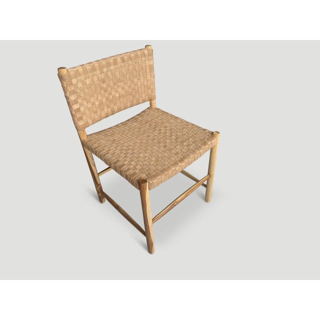 Andrianna Shamaris Handwoven Minimalist Leather Chair For Sale In New York - Image 6 of 6