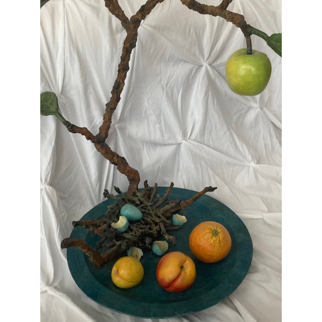 Victor Cicansky, Canadian Sculptor Signed 2005 Metal Fruit Sculptor With Nest Eggs Foliage and Whimsy. A Great Representation of His High Works. For Sale - Image 6 of 11