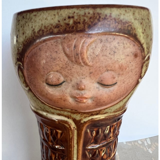 1960s Vintage Handmade Ceramic Face Goblets - Set of 2 For Sale - Image 5 of 10