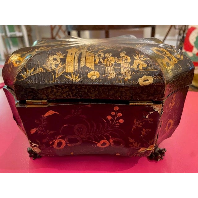 19th Century Antique Chinese Lacquer Tea Caddy For Sale - Image 5 of 6