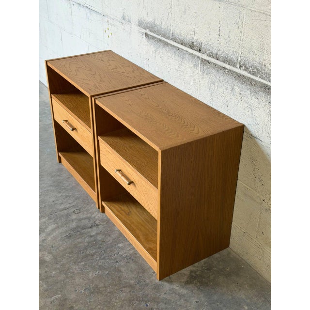 Oak Nightstands With Open Cubbies and Drawers Set of 2 Mid-Century Modern 1970s For Sale - Image 9 of 10