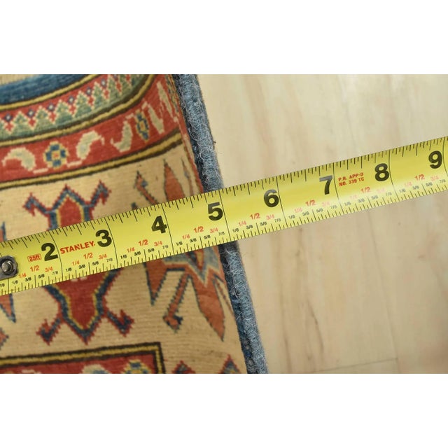 Kazak Rug 8’11” X 12’1” Blue Wool Tribal Hand-Knotted Oriental Carpet For Sale - Image 11 of 12