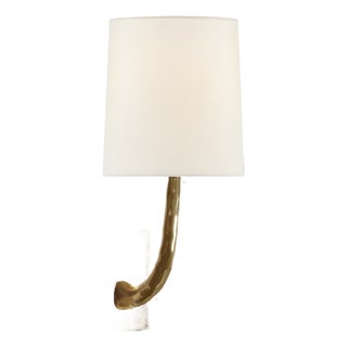 Barbara Barry for Visual Comfort Signature Lyric Branch Sconce in Soft Brass with Linen Shade For Sale