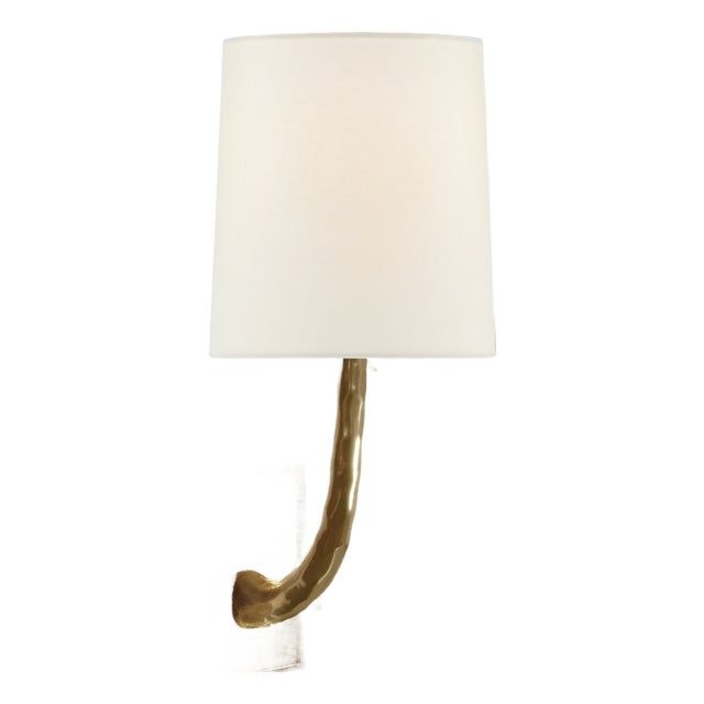 Barbara Barry for Visual Comfort Signature Lyric Branch Sconce in Soft Brass with Linen Shade For Sale