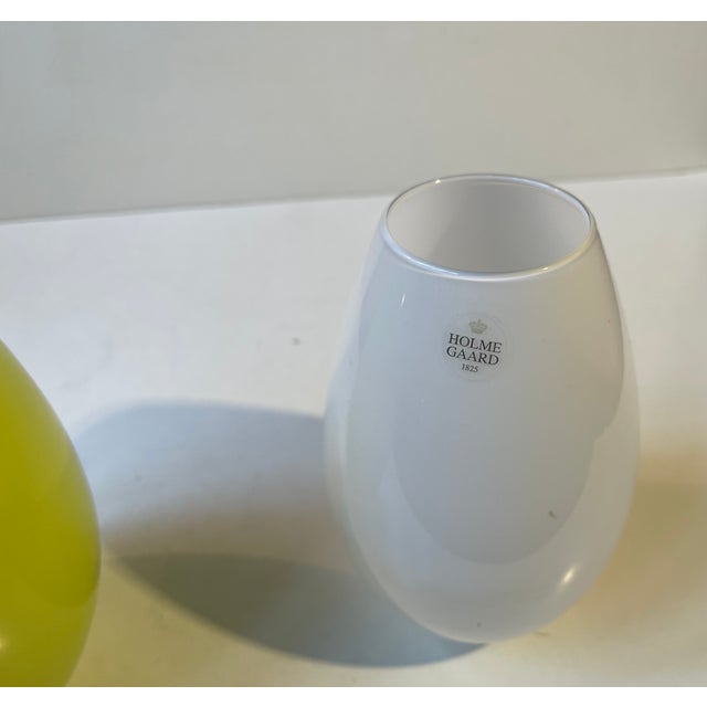 Green and White Glass Cocoon Vases by Peter Svarrer for Holmegaard, Set of 2 For Sale - Image 6 of 9