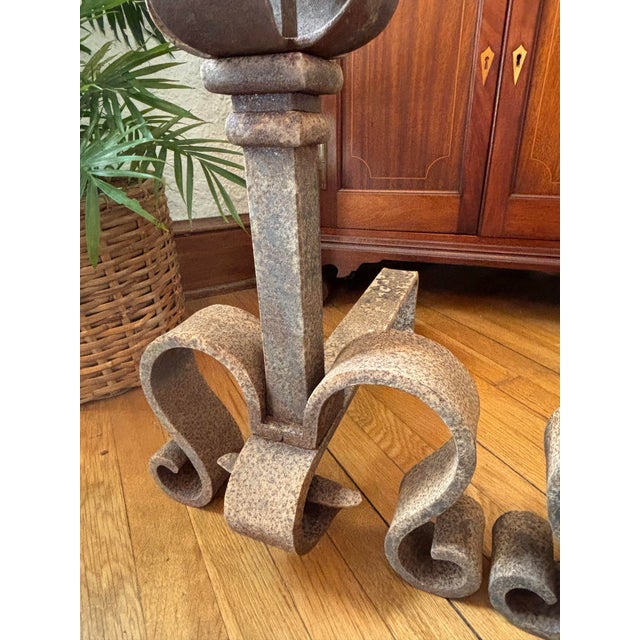 Metal Early 19th Century French Forged Iron Andirons - A Pair For Sale - Image 7 of 12
