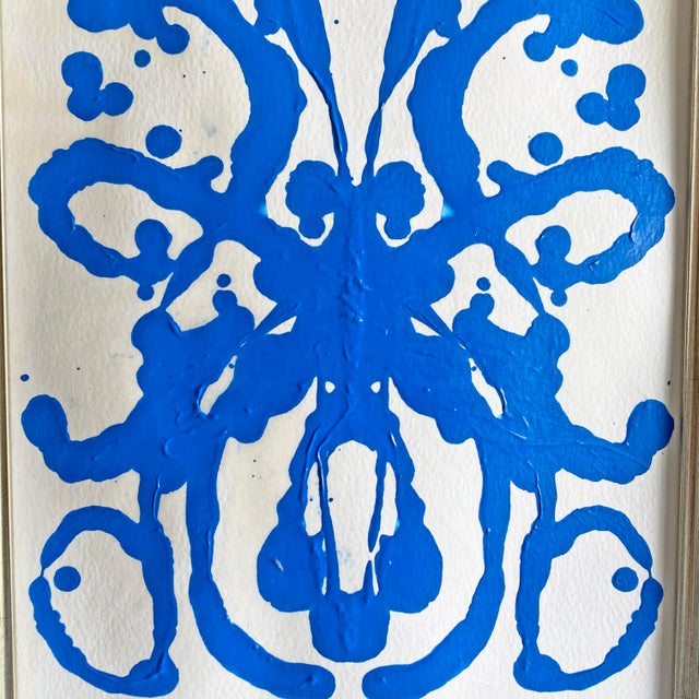 Gold Original Rorschach Test–Inspired Abstract Paintings – Hand-Painted Acrylic on Rice Paper, Framed Modern Art Set For Sale - Image 8 of 8