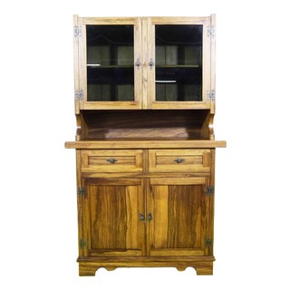 Wood Sideboard with Glass Doors and Drawers For Sale