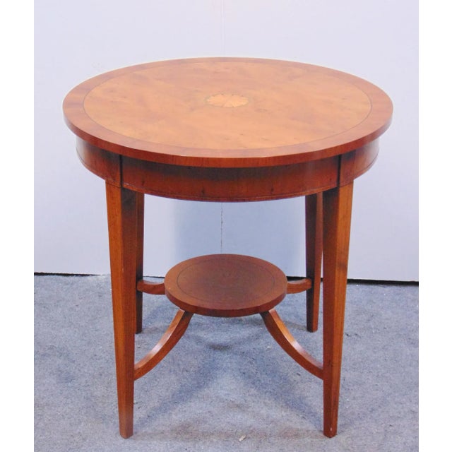 Wood Hepplewhite Inlaid Yew Wood & Burlwood Center Table For Sale - Image 7 of 7