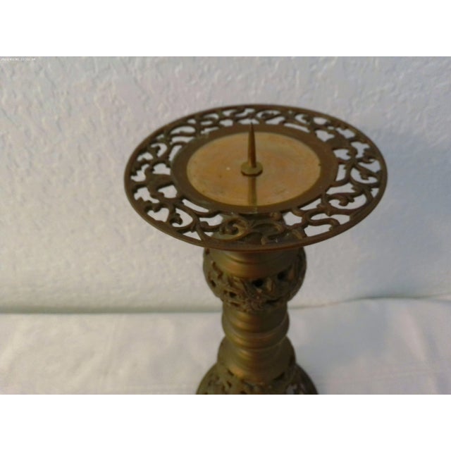 Boho Chic 1970s Ornate Indian Brass Candle Holder For Sale - Image 3 of 7