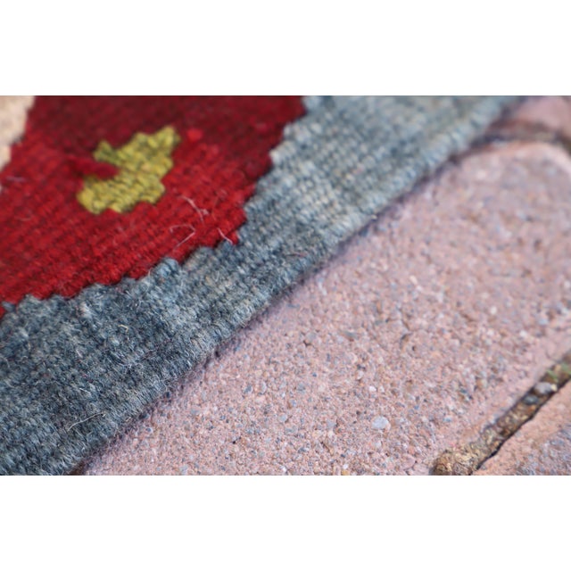 1990s Anatolian Ikat Design Natural Wool Handmade Kilim Rug For Sale - Image 4 of 11
