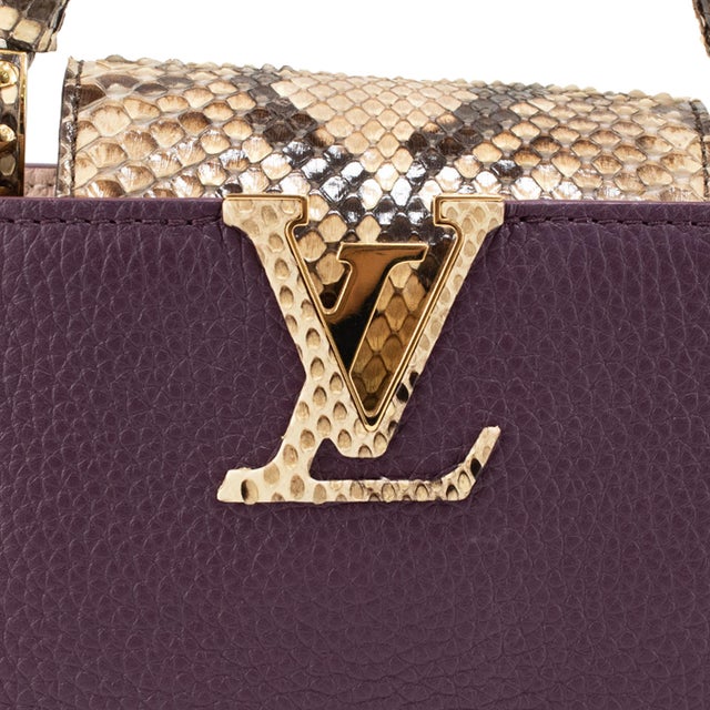 Early 21st Century Louis Vuitton Capucines Mini Taurillon Leather Python Gold Hardware Tote Bag For Sale - Image 5 of 10