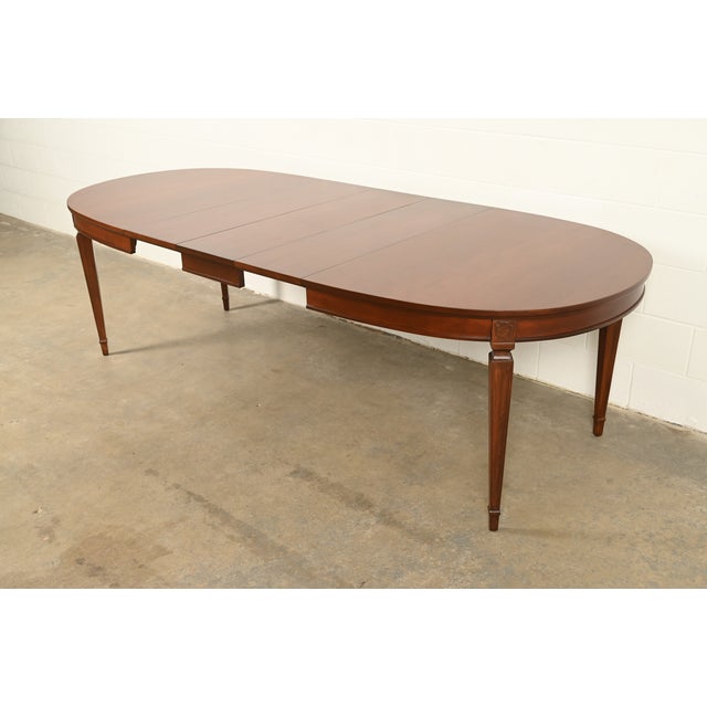 Brown Drexel French Regency Louis XVI Cherry Wood Extension Dining Table, Newly Refinished For Sale - Image 8 of 13