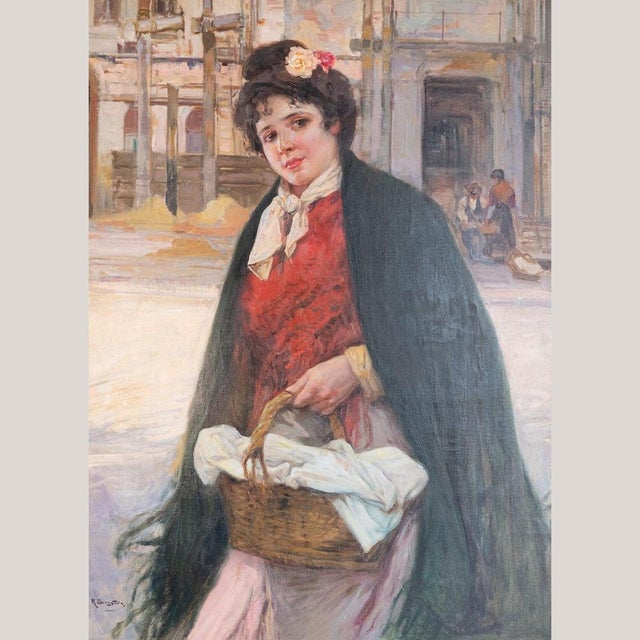 Ricardo Brugada Y Panizo, The Flower Seller, 19th Century, Oil on Canvas For Sale - Image 9 of 9