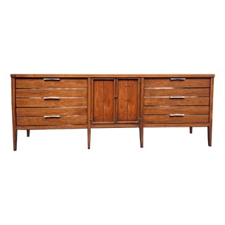 Vintage Mid Century Modern Long Lowboy Dresser or Credenza in Tuxedo Design by Lane, Attributed For Sale