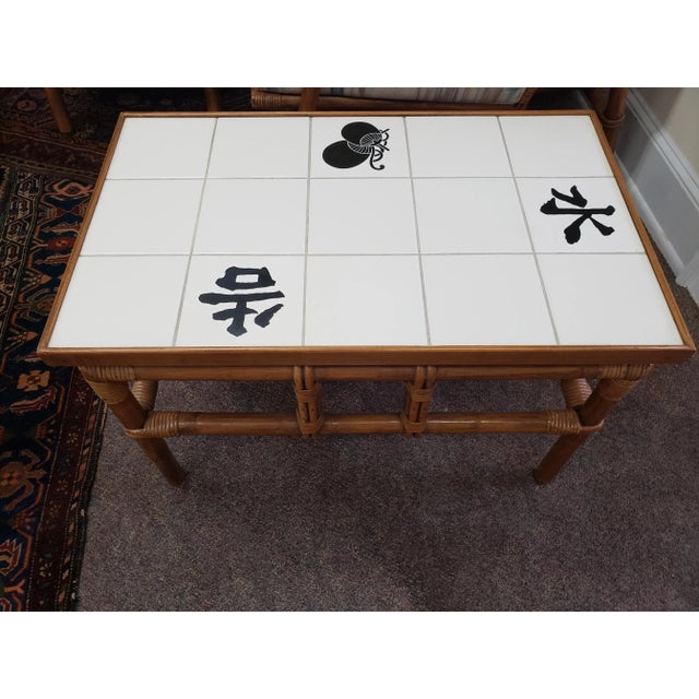 Wood 1950s Matching John Wisner Ficks Reed Co. Far Horizons Tile Top End Tables - a Pair For Sale - Image 7 of 8