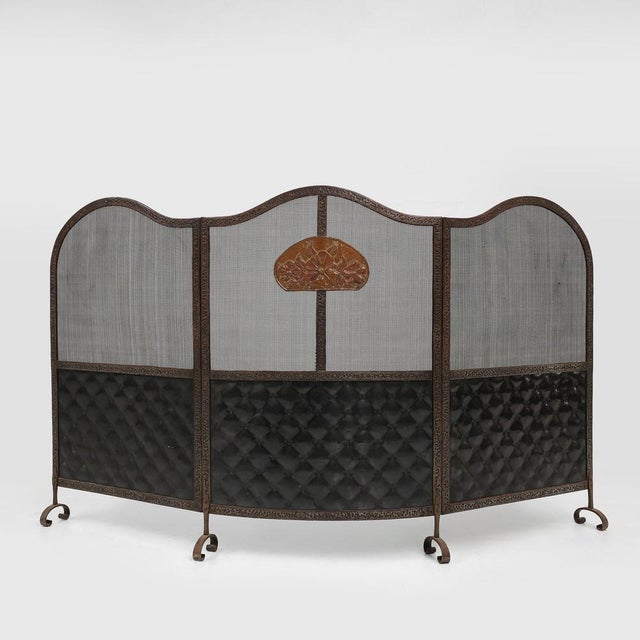 French Art Deco Wrought Iron Fireplace Screen, 1890s For Sale - Image 16 of 16