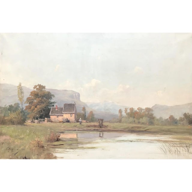 Emile Godchaux, Paysage animé, 1907, Oil on Canvas For Sale