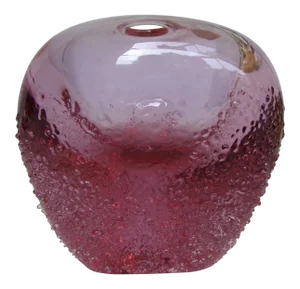 1970s Pink Colored Crystal Textured Bud Vase Zeleznobrodské Sklo Glassworks, Zbs Czechoslovakia