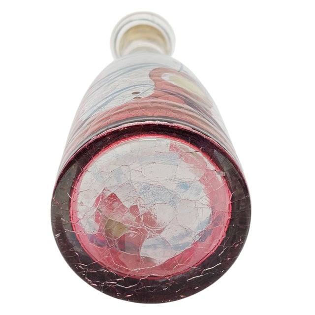 1950s Czech Crackle Glass Decanter With 24k Gold and Enamel Detailing For Sale - Image 12 of 12