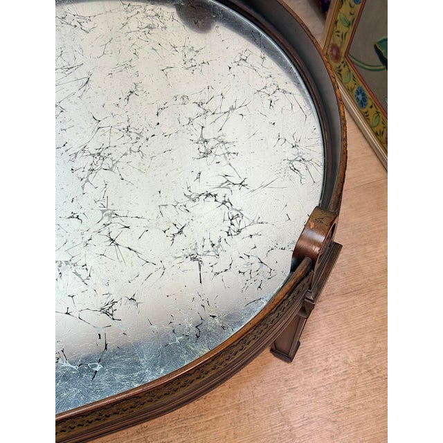 Vintage Neoclassical Mahogany Mirrored Oval Surtout De Coffee Table For Sale - Image 12 of 13