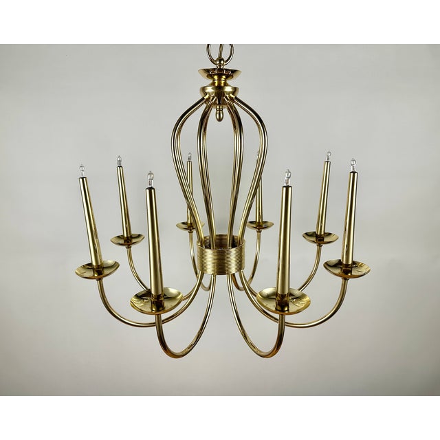 Vintage German Gold-Plated Chandelier from Sische Leuchten, 1984 For Sale - Image 3 of 9