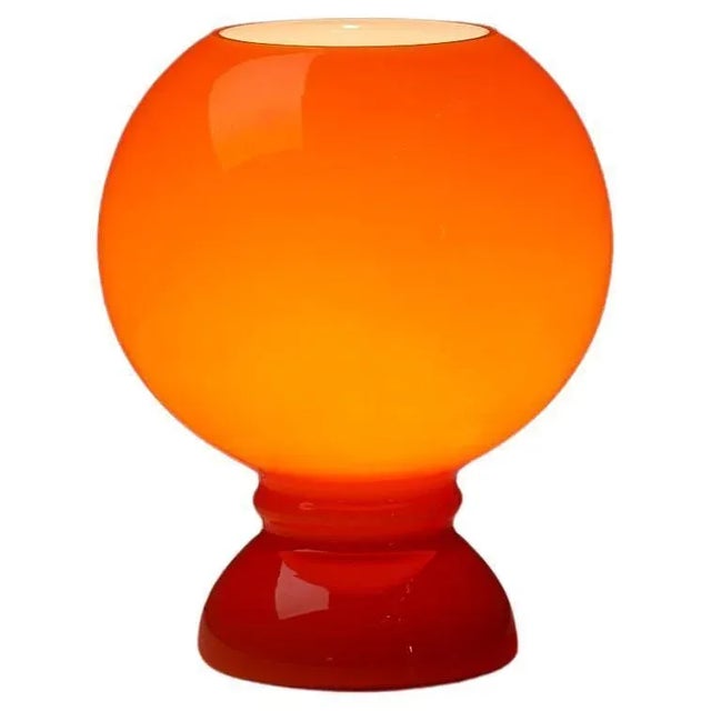 Gold Space Age Orange Full Glass Table Lamp, 1970s For Sale - Image 8 of 8