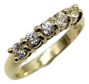 14k Gold Old European Cut Five-Stone Ring