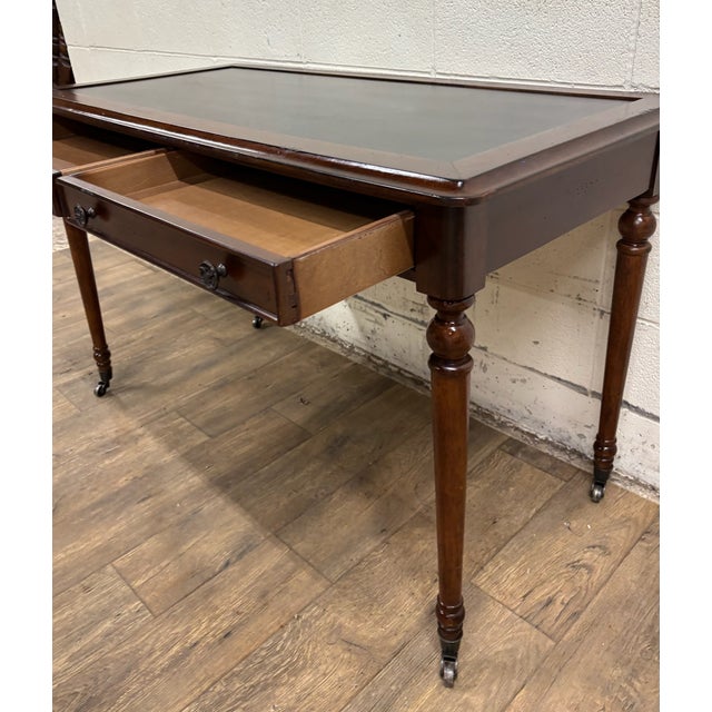 Animal Skin Vintage Regency Revival Directoire Style Leather Top Writing Desk Library Table For Sale - Image 7 of 13