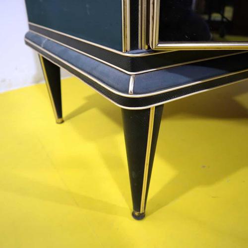 Credenza with Mirror and Black Glass Doors For Sale - Image 17 of 18