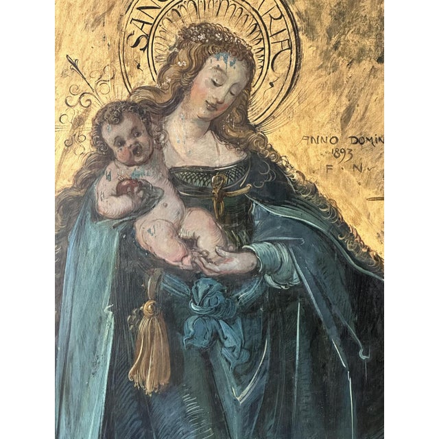 Mary and Child, 1800s, Large Oil on Canvas For Sale - Image 3 of 5