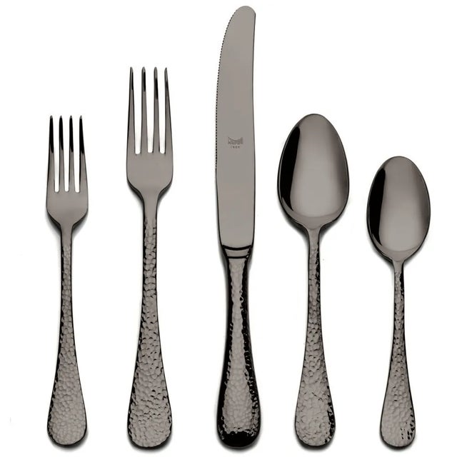 Contemporary Mepra Epoque 5-Piece Flatware Set, Oro Black For Sale - Image 3 of 3