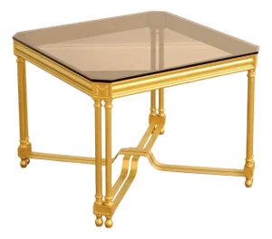 Neoclassical Style Glass Top End Table