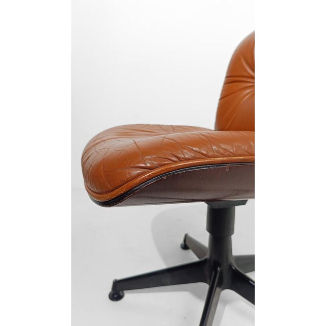 Cognac Leather and Rosewood Desk Chair attributed to Ico Parisi for MiM Roma, Italy, 1960s For Sale - Image 18 of 18