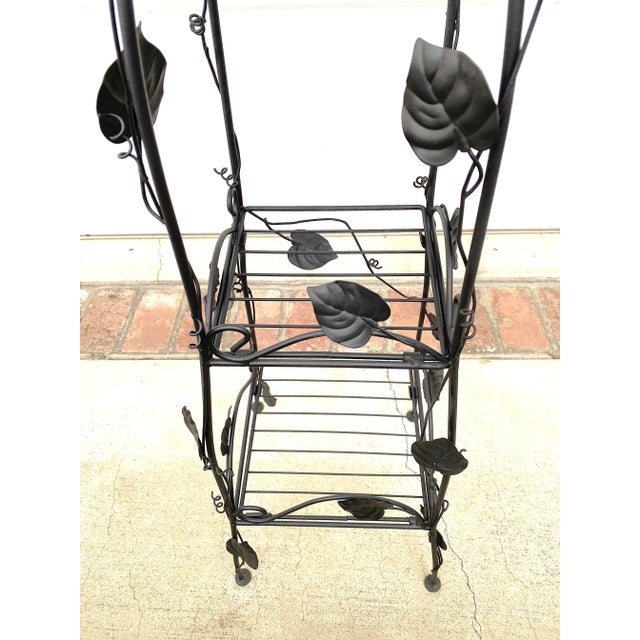 Late 20th Century Vintage Metal Plant Stand With Ivy and Vines Design and Three Shelves For Sale - Image 5 of 5