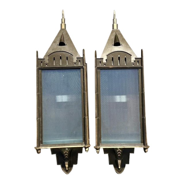 Vintage Monumental Copper Wall Sconces - A Pair For Sale