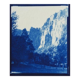 Late 20th Century Blue Cyanotype Mountain Gorge Photograph Print For Sale