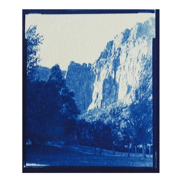 Late 20th Century Blue Cyanotype Mountain Gorge Photograph Print For Sale