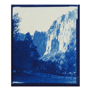 Late 20th Century Blue Cyanotype Mountain Gorge Photograph Print