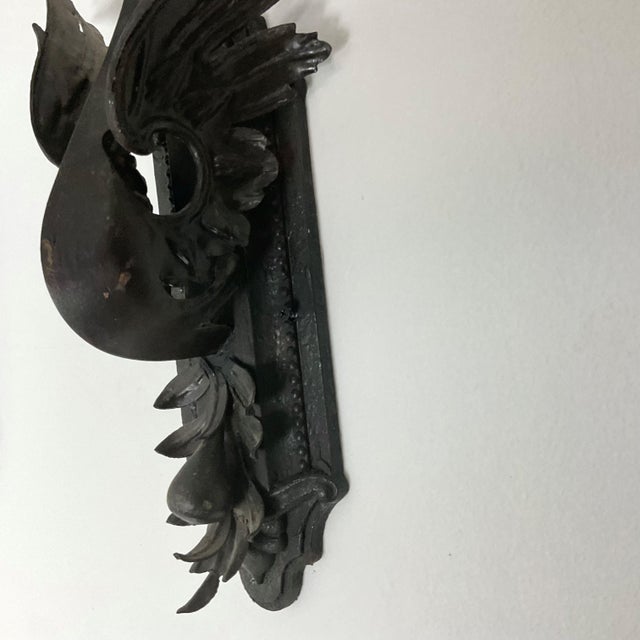 Black 1920s Hand Hammered Iron Dragons Wall Sconces - a Pair For Sale - Image 8 of 9
