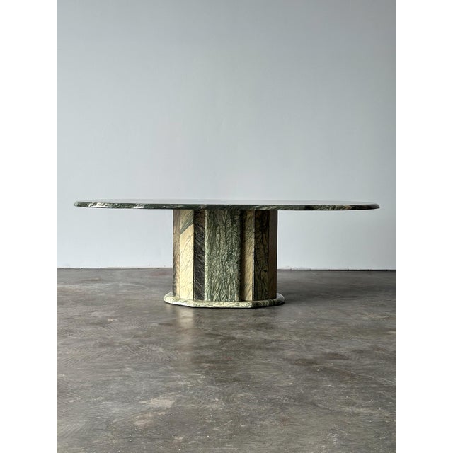 Postmodern Cipollino Ondulato Marble Oval Coffee Table, Italy, 1980s For Sale - Image 3 of 16