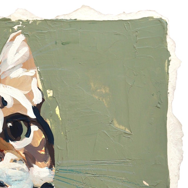 Abstract Fascinating Feline - Original Expressive Cat Portrait Acrylic and Pencil Art For Sale - Image 3 of 6