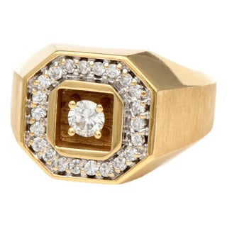 14KY Octogon Diamond(0.55) Ring, size 9 For Sale