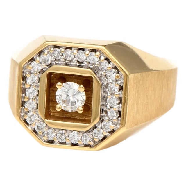14KY Octogon Diamond(0.55) Ring, size 9 For Sale
