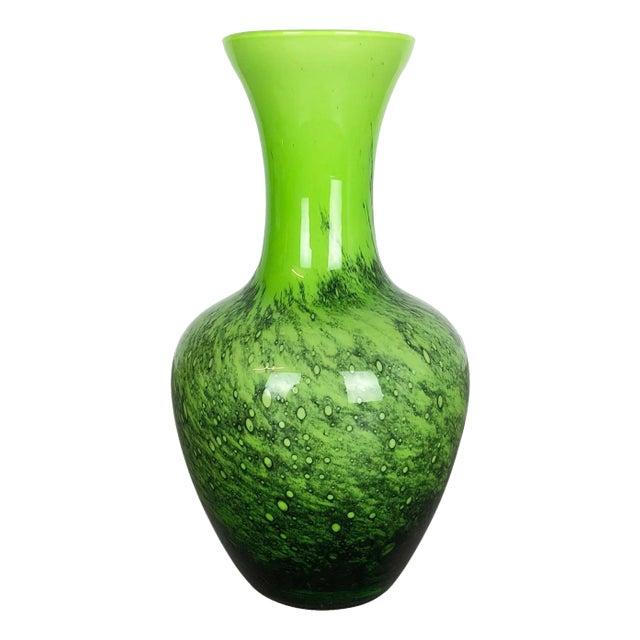 Large Vintage Green Pop Art Vase from Opaline Florence, Italy For Sale