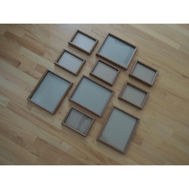 Wood Oak Wood Frames 4 Large 6 Small Picture Photo Art Frames With Plexiglass Lot of 10 VTG 70s For Sale - Image 7 of 9