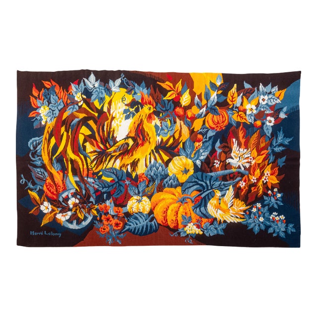 Hervé Lelong (1935–2023) Les Fruits De L’Été 1977 Signed Wool Tapestry 54/250 For Sale