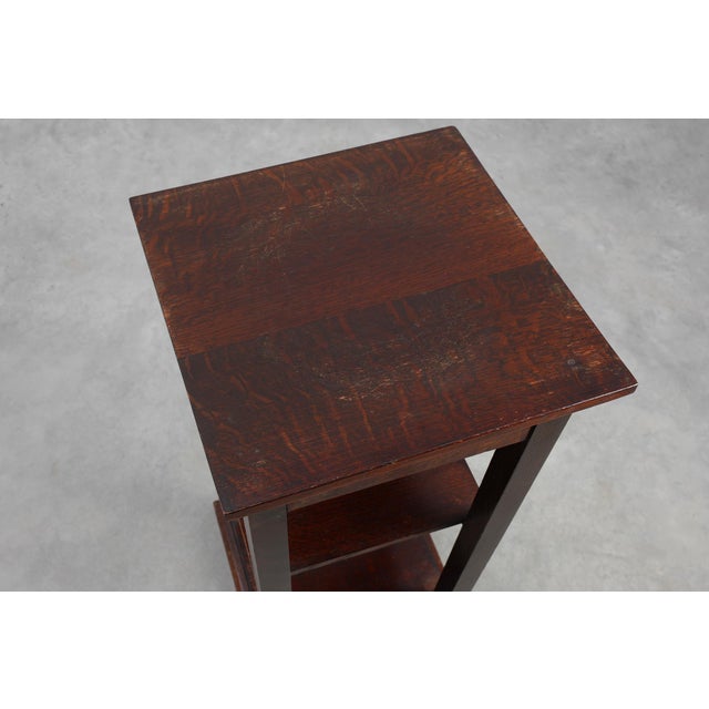 1920s Art Deco Dark Oak Pedestal, Belgium, 1920s For Sale - Image 5 of 11